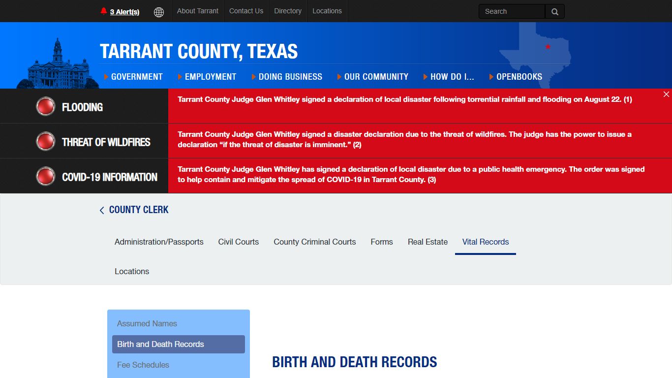 Birth and Death Records - Tarrant County TX